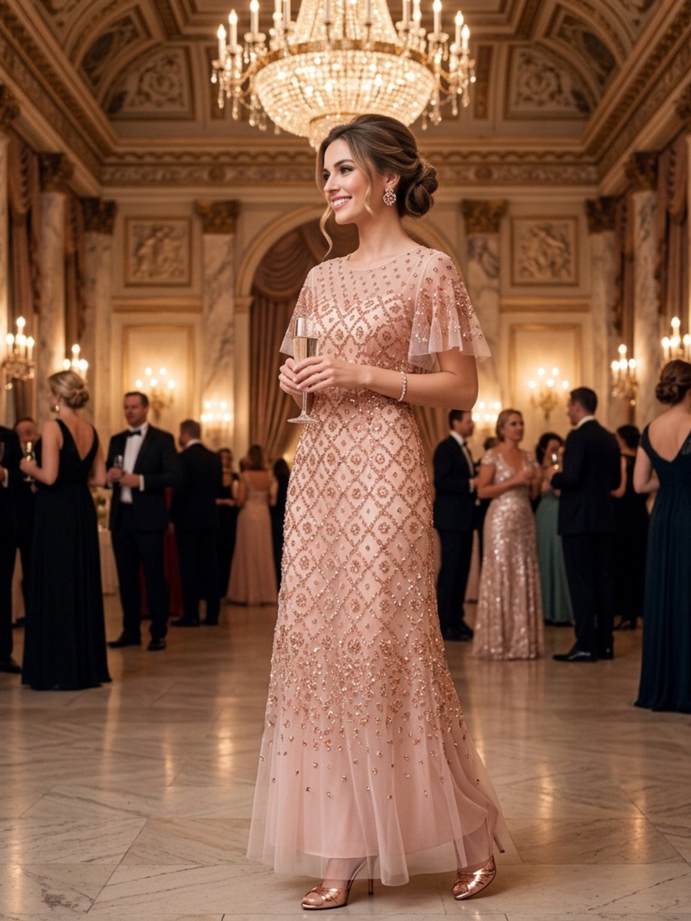 Sachin & Babi Embellished Tulle Gown